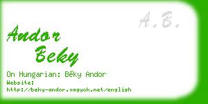 andor beky business card